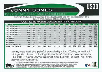 2012 Topps Update - Walmart Blue Border #US30 Jonny Gomes Back