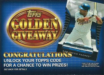 2012 Topps Update - Golden Giveaway Code Cards #GGC-23 Tony Gwynn Front