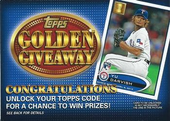 2012 Topps Update - Golden Giveaway Code Cards #GGC-28 Yu Darvish Front