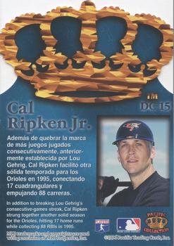 1996 Pacific Crown Collection - Gold Crown Die Cut #DC-15 Cal Ripken Jr. Back