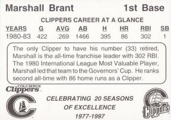 1997 Columbus Clippers 20th Anniversary #4 Marshall Brant Back
