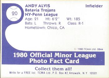 1980 TCMA Batavia Trojans #20 Andy Alvis Back