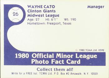 1980 TCMA Clinton Giants #26 Wayne Cato Back