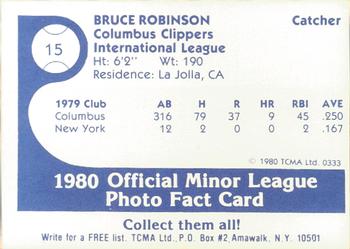 1980 TCMA Columbus Clippers #15 Bruce Robinson Back