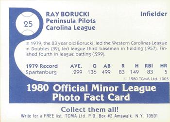 1980 TCMA Peninsula Pilots Color #25 Ray Borucki Back