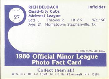 1980 TCMA Quad City Cubs #27 Rich DeLoach Back