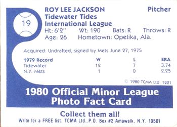 1980 TCMA Tidewater Tides #19 Roy Lee Jackson Back