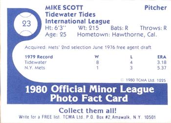 1980 TCMA Tidewater Tides #23 Mike Scott Back