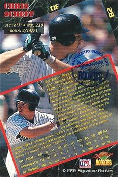 1995 Signature Rookies Old Judge - Preview '95 Signatures #28 Chris Sheff Back