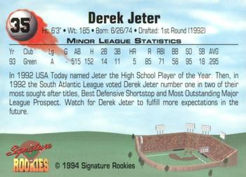 1994 Signature Rookies - Authentic Signatures #35 Derek Jeter Back