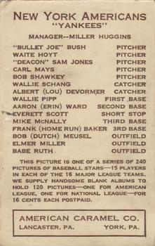 1922 E120 American Caramel Series of 240 #NNO Mike McNally Back