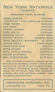 1922 E120 American Caramel Series of 240 #NNO Frank Snyder Back