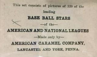 1922 E121 American Caramel Series of 120 #NNO Ray Schalk Back