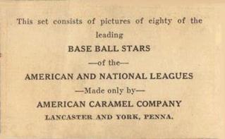 1922 E122 American Caramel Series of 80 #NNO Bill Killefer Back