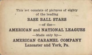 1921 American Caramel Series of 80 (E121) #NNO Rosy Ryan Back