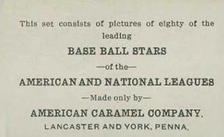 1921 American Caramel Series of 80 (E121) #NNO Pat Shea Back