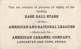 1921 American Caramel Series of 80 (E121) #NNO Oscar Vitt Back