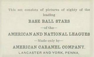 1921 American Caramel Series of 80 (E121) #NNO Joe Wood Back