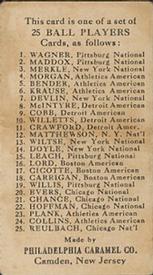 1909 Philadelphia Caramel E95 #NNO Ty Cobb Back