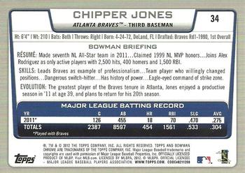 2012 Bowman Chrome #34 Chipper Jones Back