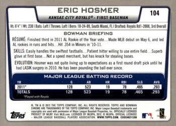 2012 Bowman Chrome #104 Eric Hosmer Back