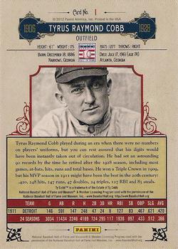 2012 Panini Cooperstown #1 Ty Cobb Back