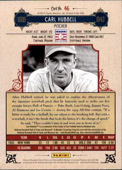 2012 Panini Cooperstown #46 Carl Hubbell Back
