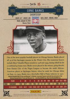2012 Panini Cooperstown #115 Ernie Banks Back