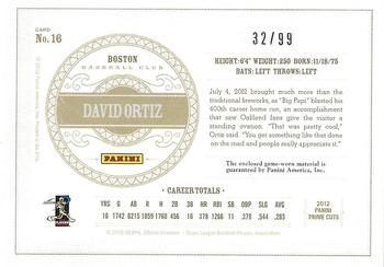 2012 Playoff Prime Cuts #16 David Ortiz Back