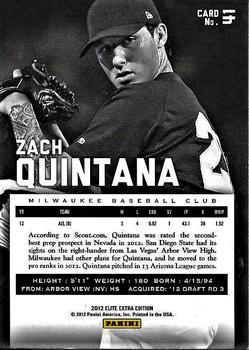 2012 Panini Elite Extra Edition #41 Zach Quintana Back