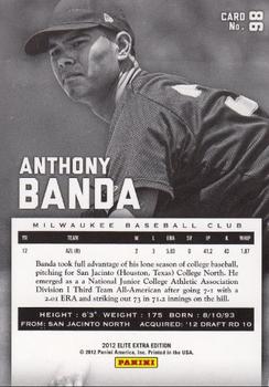 2012 Panini Elite Extra Edition #98 Anthony Banda Back