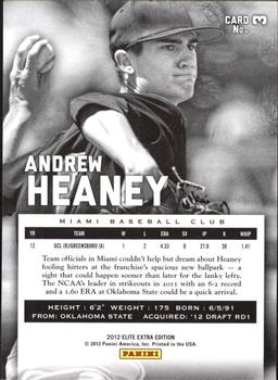 2012 Panini Elite Extra Edition #3 Andrew Heaney Back