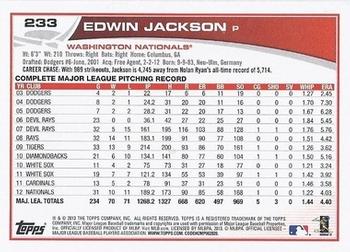 2013 Topps #233 Edwin Jackson Back