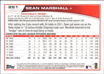 2013 Topps #251 Sean Marshall Back