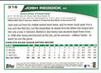 2013 Topps #316 Josh Reddick Back