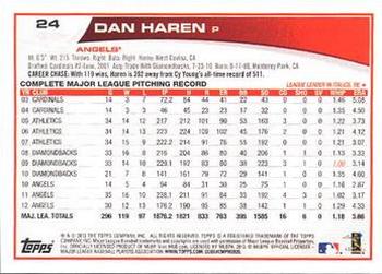 2013 Topps #24 Dan Haren Back