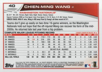 2013 Topps #40 Chien-Ming Wang Back