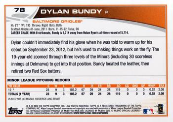 2013 Topps #78 Dylan Bundy Back