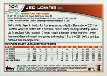 2013 Topps #104 Jed Lowrie Back