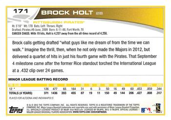2013 Topps #171 Brock Holt Back