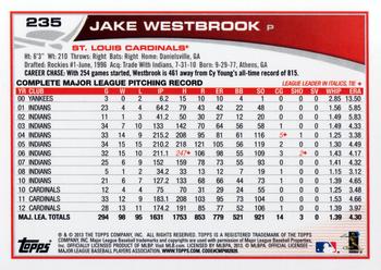 2013 Topps #235 Jake Westbrook Back