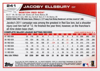 2013 Topps #241 Jacoby Ellsbury Back