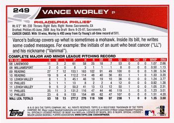 2013 Topps #249 Vance Worley Back