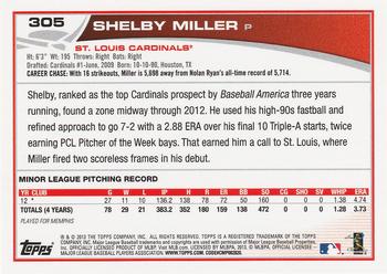2013 Topps #305 Shelby Miller Back