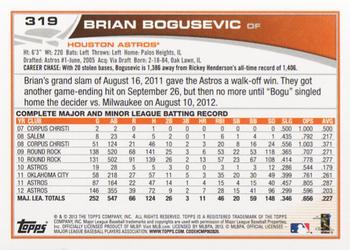 2013 Topps #319 Brian Bogusevic Back