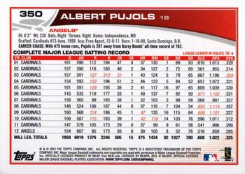2013 Topps #350 Albert Pujols Back