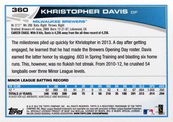 2013 Topps #360 Khristopher Davis Back