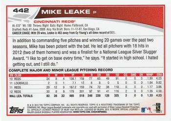 2013 Topps #442 Mike Leake Back