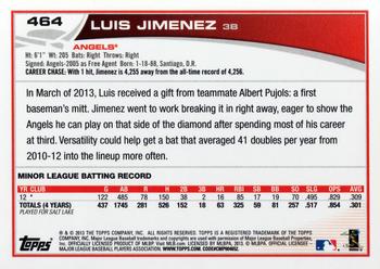 2013 Topps #464 Luis Jimenez Back