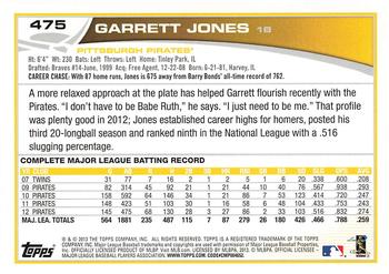 2013 Topps #475 Garrett Jones Back